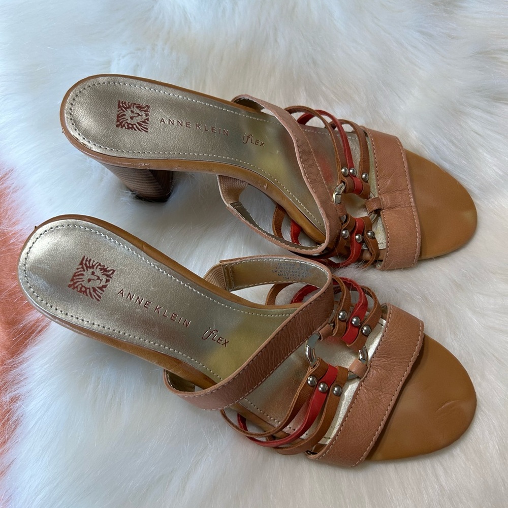 Anne Klein Flex ⚜️ Akorian Orange & Camel Beige Slide Heel
